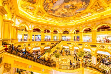 Çin, Makao - 8 Eylül 2018 - güzel lüks Venedik otel resort ve macau City Alışveriş Merkezi ile casio