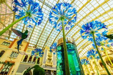 Çin, Makao - 9 Eylül 2018 - güzel lüks iç mgm hotel resort ve macau şehir casino