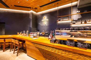 Çin, Makao - 10 Eylül 2018 - Venedik otel resort ve macau City casino kahve starbuck güzel lüks iç