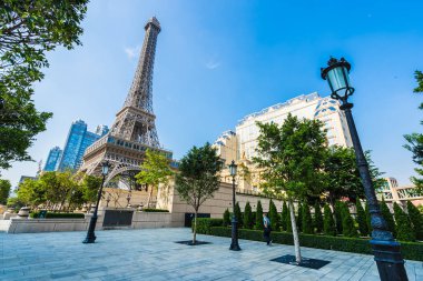 Çin, Makao - 10 Eylül 2018 - güzel eiffel tower landmark Paris oteli ve macau City resort
