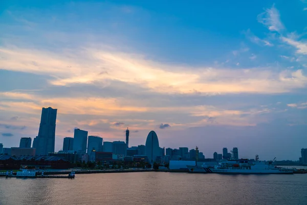 Hermoso Exterior Edificio Arquitectura Ciudad Yokohama Skyline Japón Atardecer —  Fotos de Stock