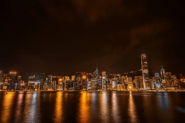 Beautiful Architecture Building Cityscape Hong Kong City Skyline Twilight Night — Stock Photo, Image