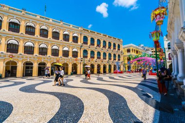 Çin, Macau macau şehir - 6 Eylül 2018 - güzel eski mimari yapı Arata kare çevresinde