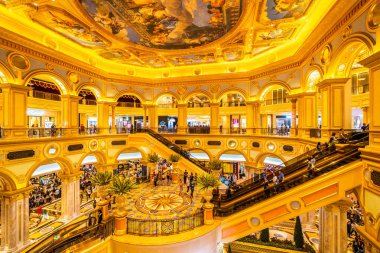 Çin, Makao - 8 Eylül 2018 - güzel lüks Venedik otel resort ve macau City Alışveriş Merkezi ile casio