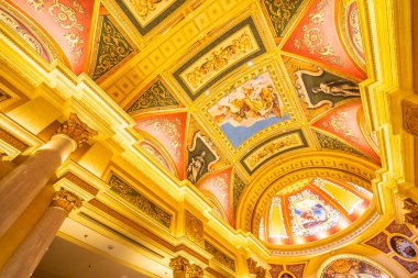 Çin, Makao - 10 Eylül 2018 - güzel lüks otel resort ve macau şehir Venedik Simgesel Yapı casino oyunu