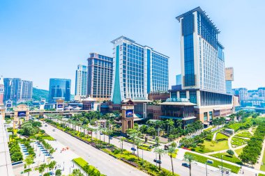 Çin, Makao - 11 Eylül 2018 - güzel lüks dış mimari yapı otelin çare macau şehir manzarası