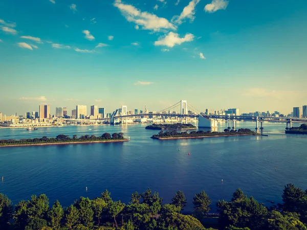 Vackra Stadsbilden Med Arkitekturen Byggnad Och Rainbow Bridge Tokyo City — Stockfoto