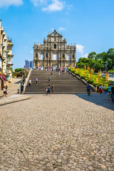 Kina Macau September 2018 Vacker Gammal Arkitektur Byggnad Med Ruin — Stockfoto