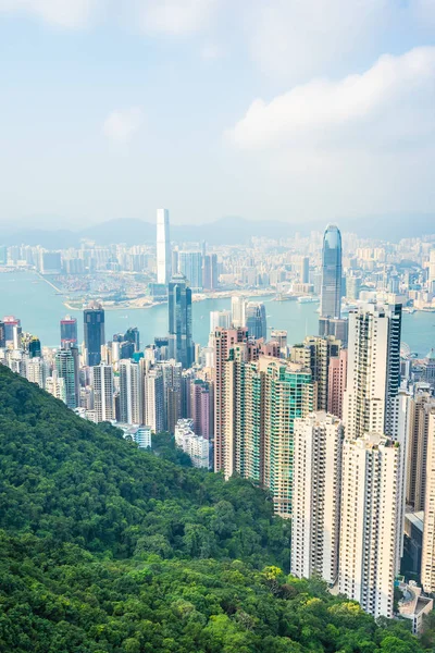 Krásná Architektura Budování Vnějších Panorama Panorama Města Hong Kong Pozadí — Stock fotografie