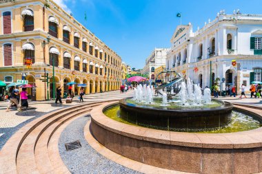 Çin, Macau macau şehir - 6 Eylül 2018 - güzel eski mimari yapı Arata kare çevresinde