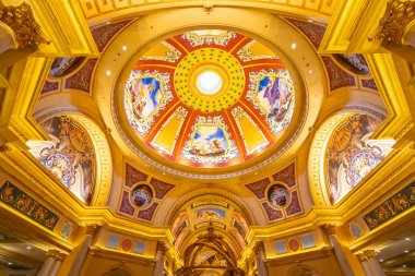 Çin, Makao - 10 Eylül 2018 - güzel lüks otel resort ve macau şehir Venedik Simgesel Yapı casino oyunu