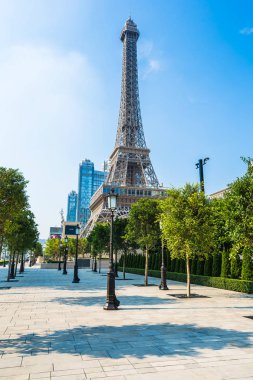 Çin, Makao - 10 Eylül 2018 - güzel eiffel tower landmark Paris oteli ve macau City resort