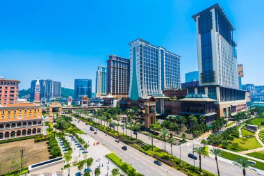 Çin, Makao - 11 Eylül 2018 - güzel lüks dış mimari yapı otelin çare macau şehir manzarası