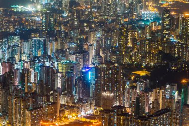 Hong kong şehir manzarası desende geceleri bina güzel mimari