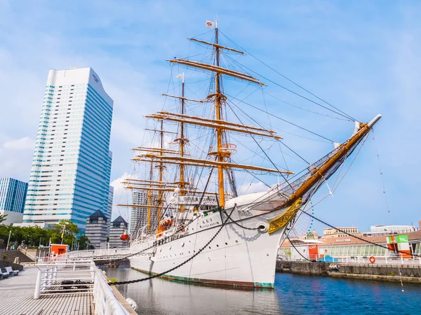 Yokohama Japan Iulie 2018 Frumoasa Nippon Maru Barcă Vele Cer — Fotografie, imagine de stoc