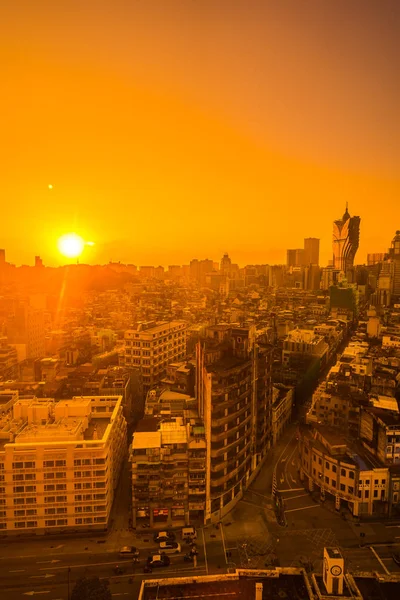Schöne Architektur Gebäude Stadtbild Von Macau Stadtsilhouette Bei Sonnenaufgang — Stockfoto