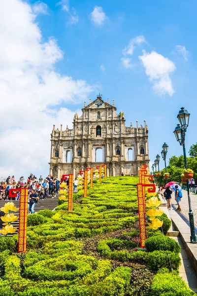 Kina Macau September 2018 Vacker Gammal Arkitektur Byggnad Med Ruin — Stockfoto