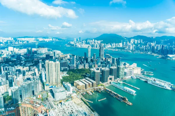 Beautiful Architecture Building Exterior Cityscape Hong Kong City Skyline Blue — Stock Photo, Image