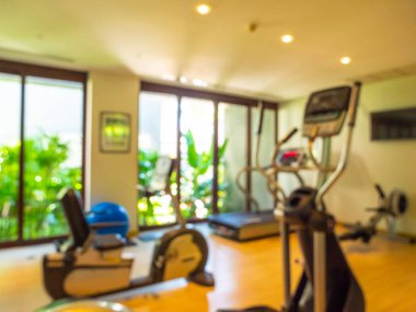 Soyut bulanıklık ve ufuk spor salonu ve fintess ekipman iç arka planı için