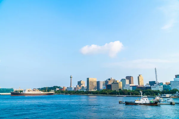 Hermoso Edificio Exterior Arquitectura Con Torre Marina Horizonte Ciudad Yokohama — Foto de Stock