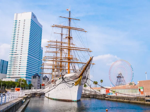 Yokohama Japan July 2018 Beautiful Nippon Maru Sailing Boat Blue — Stock Photo, Image