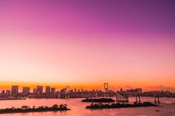 Prachtige Architectuur Cityscape Van Stad Tokio Met Regenboog Brug Gebouw — Stockfoto