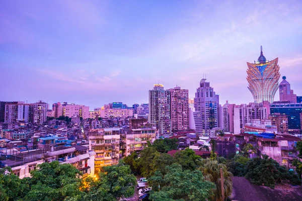 Bela Arquitetura Edifício Paisagem Urbana Cidade Macau Noite Crepúsculo — Fotografia de Stock