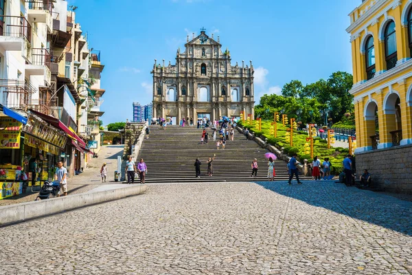 Kina Macau September 2018 Vacker Gammal Arkitektur Byggnad Med Ruin — Stockfoto