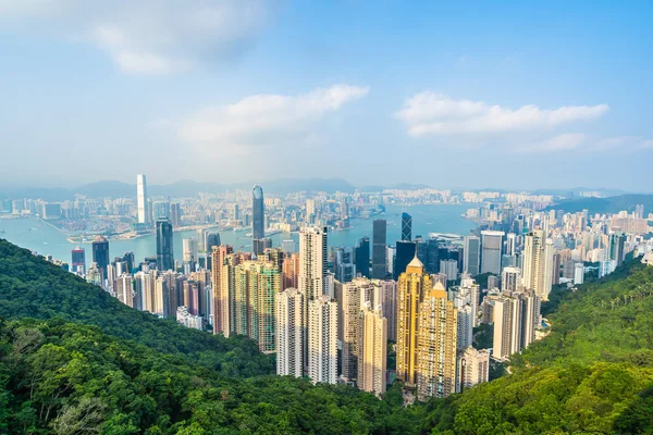 Beautiful Architecture Building Exterior Cityscape Hong Kong City Skyline Blue — Stock Photo, Image