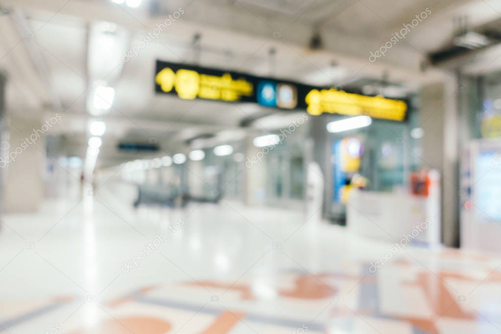 Abstract blur airport terminal and lounge interior for background