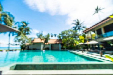 Seyahat ve tatil için güzel otel resort ve yüzme havuzu arka plan bulanıklık