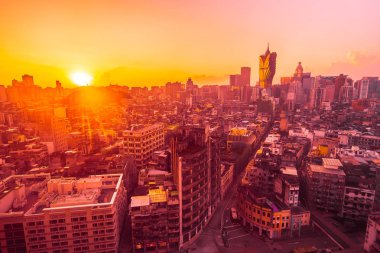 Bina Cityscape macau şehir manzarası güneş doğarken güzel mimari