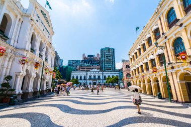 Çin, Macau macau şehir - 6 Eylül 2018 - güzel eski mimari yapı Arata kare çevresinde