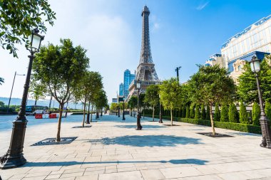 Çin, Makao - 10 Eylül 2018 - güzel eiffel tower landmark Paris oteli ve macau City resort
