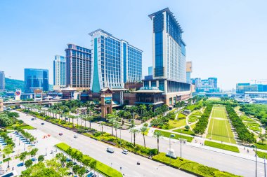 Çin, Makao - 11 Eylül 2018 - güzel lüks dış mimari yapı otelin çare macau şehir manzarası