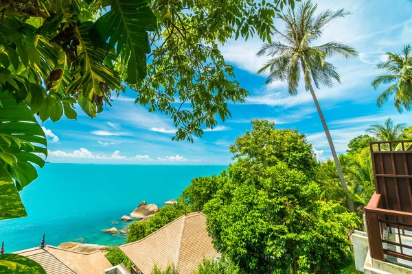Beautiful Aerial View Beach Sea Coconut Palm Tree Koh Samui — Stock Photo, Image