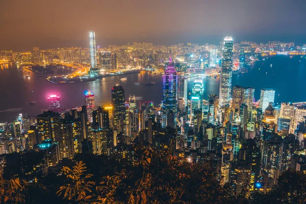 Beautiful Architecture Building Exterior Cityscape Hong Kong City Skyline Twilight — Stock Photo, Image
