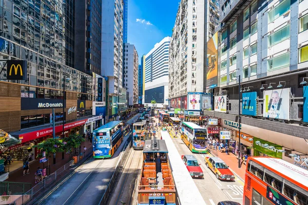 Hongkong Čína Září 2018 Krásnou Architekturu Budova Spoustou Lidí Dopravy — Stock fotografie