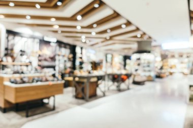 Arkaplan için mağaza içi soyut bulanıklık ve odaklanmış alışveriş merkezi