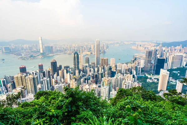 Beautiful Architecture Building Exterior Cityscape Hong Kong City Skyline Blue — Stock Photo, Image