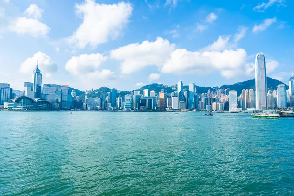 Beautiful Architecture Building Exterior Cityscape Hong Kong City Skyline Blue — Stock Photo, Image