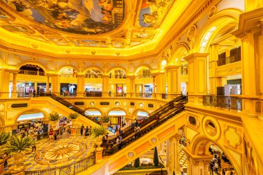 Çin, Makao - 8 Eylül 2018 - güzel lüks Venedik otel resort ve macau City Alışveriş Merkezi ile casio