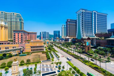 Çin, Makao - 11 Eylül 2018 - güzel lüks dış mimari yapı otelin çare macau şehir manzarası