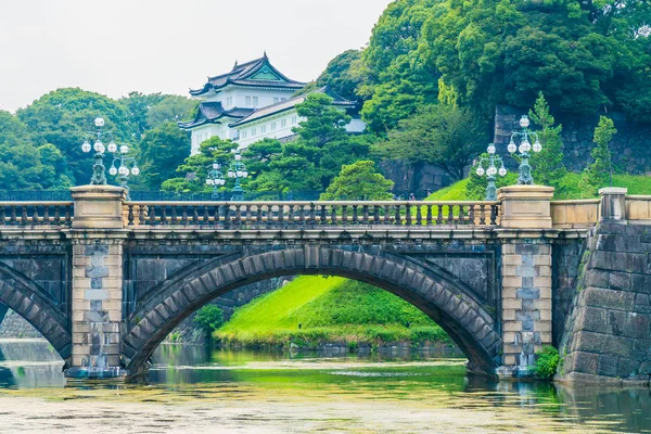 Gyönyörű Régi Építészet Császári Palota Vár Árok Bridge Tokió Város — Stock Fotó