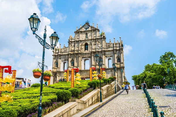 Kina Macau September 2018 Vacker Gammal Arkitektur Byggnad Med Ruin — Stockfoto