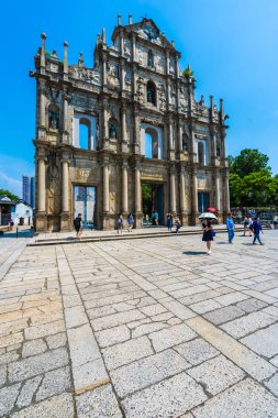 Çin, harabe mavi gökyüzü arka plan ile Makao şehrinin st pual kilise Simgesel Yapı ile bina Macau - 6 Eylül 2018 - güzel eski mimari