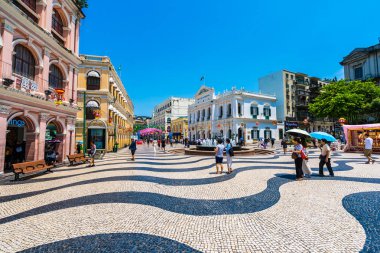 Çin, Macau macau şehir - 6 Eylül 2018 - güzel eski mimari yapı Arata kare çevresinde