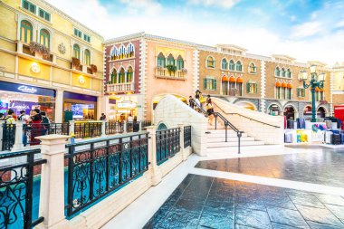 Çin, Makao - 8 Eylül 2018 - güzel lüks Venedik otel resort ve macau City Alışveriş Merkezi ile casio