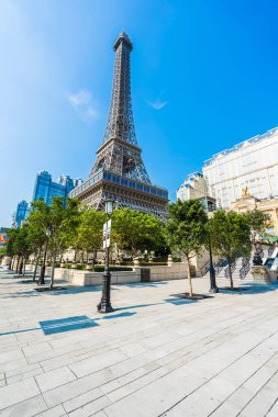 Çin, Makao - 10 Eylül 2018 - güzel eiffel tower landmark Paris oteli ve macau City resort