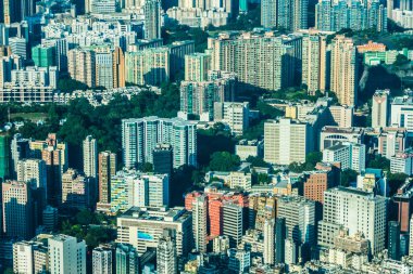 Hong kong konut insanlar şehirde deseni ile bina güzel mimari